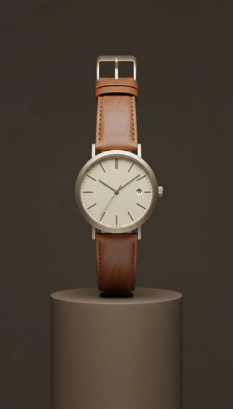 Montre Cadran Minimaliste Bracelet Cuir Pleine Fleur | Oratekk