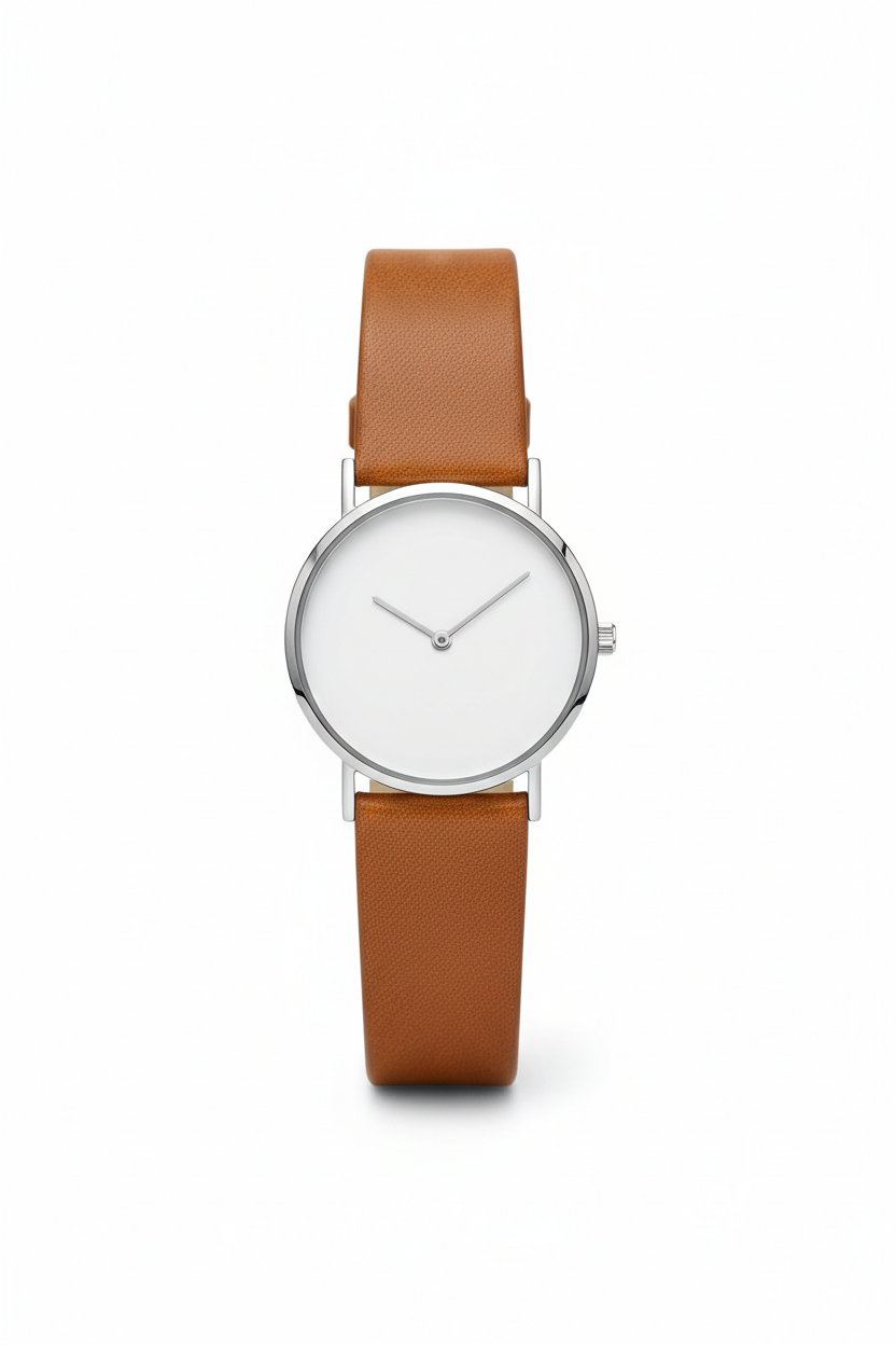 Montre cuir pleine fleur cadran minimaliste