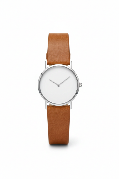 Montre cuir pleine fleur cadran minimaliste